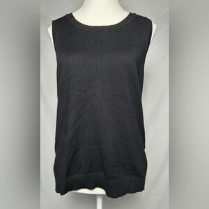 SPENSE KNITS Black Staple Preppy Workwear Sleeveless Top Vest Size M